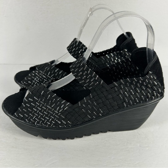 bernie mev comfy Stylish Black Wedge Sandals 39 - Picture 6 of 8